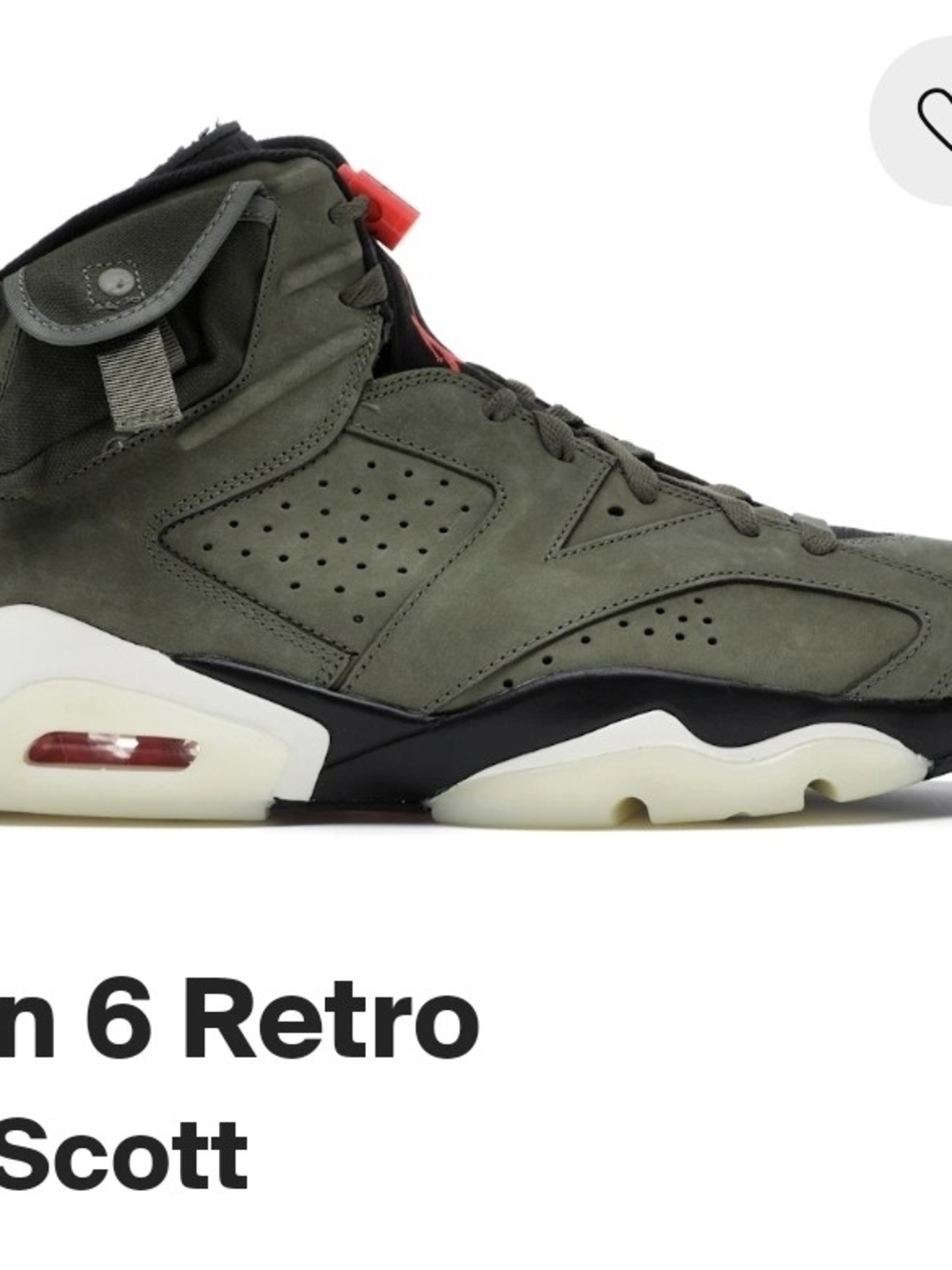 Nike Air Jordan 6 Retro Travis Scott Olive Green & Black Sneakers